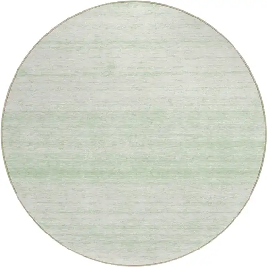 8' Mint Green And Ivory Round Striped Washable Indoor Outdoor Area Rug Photo 2