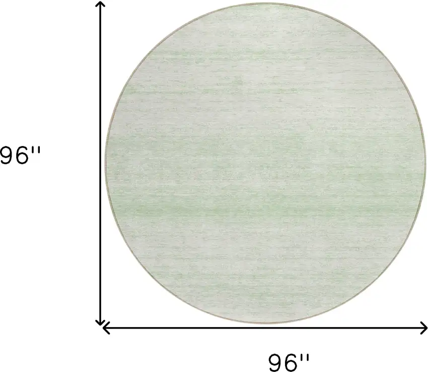 8' Mint Green And Ivory Round Striped Washable Indoor Outdoor Area Rug Photo 3