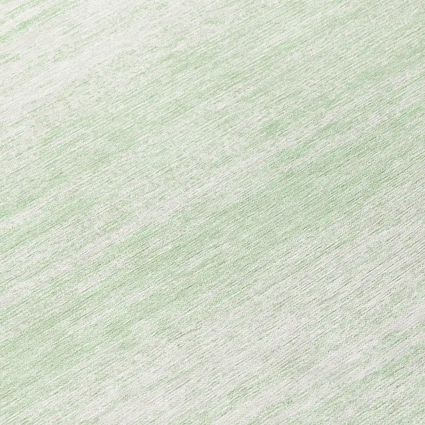 8' Mint Green And Ivory Round Striped Washable Indoor Outdoor Area Rug Photo 8