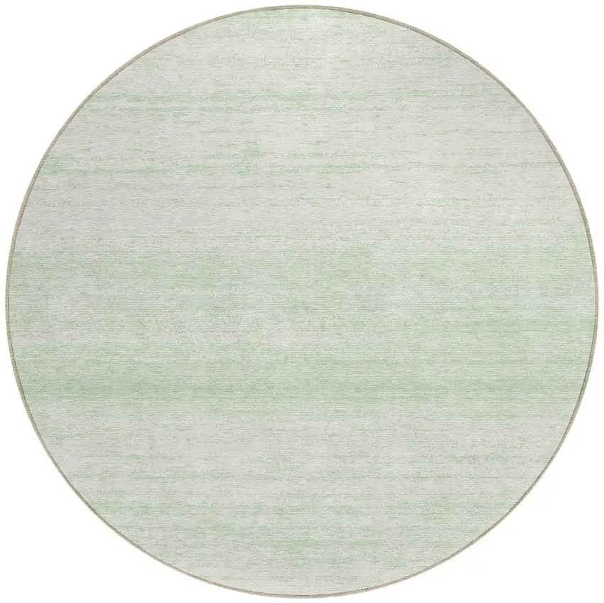 8' Mint Green And Ivory Round Striped Washable Indoor Outdoor Area Rug Photo 4