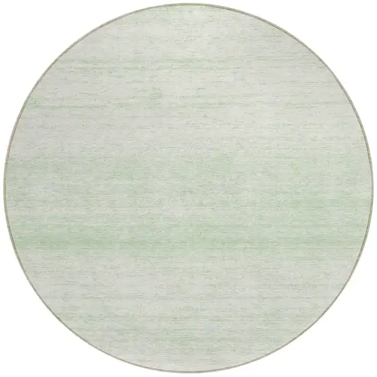 8' Mint Green And Ivory Round Striped Washable Indoor Outdoor Area Rug Photo 4