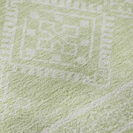 8' Mint Green And Ivory Southwestern Washable Round Rug With UV Protection Photo 9