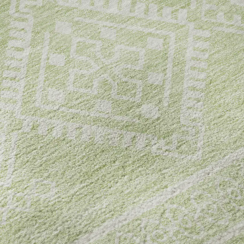 8' Mint Green And Ivory Southwestern Washable Round Rug With UV Protection Photo 9