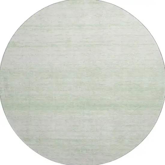 8' Mint Green And Ivory Striped Washable Round Rug With UV Protection Photo 3