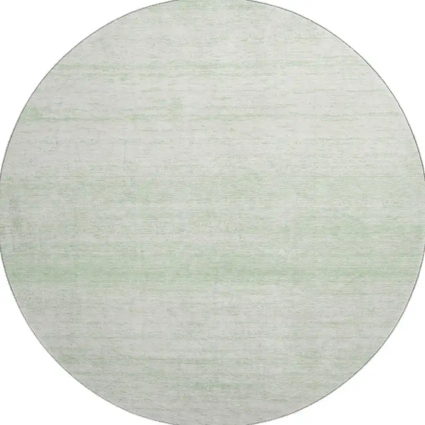 8' Mint Green And Ivory Striped Washable Round Rug With UV Protection Photo 3