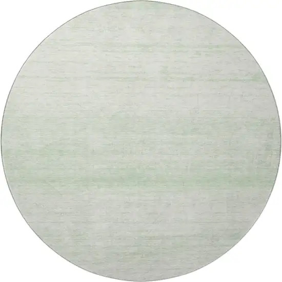8' Mint Green And Ivory Striped Washable Round Rug With UV Protection Photo 4