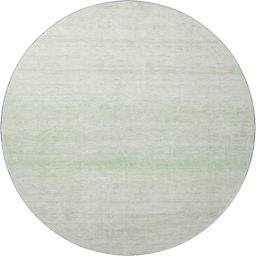 8' Mint Green And Ivory Striped Washable Round Rug With UV Protection Photo 4