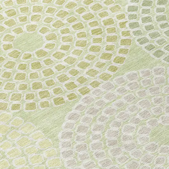 8' Mint Green And Light Purple Round Geometric Washable Indoor Outdoor Area Rug Photo 4