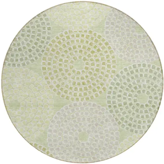 8' Mint Green And Light Purple Round Geometric Washable Indoor Outdoor Area Rug Photo 2