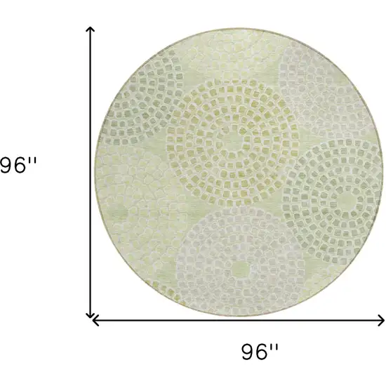 8' Mint Green And Light Purple Round Geometric Washable Indoor Outdoor Area Rug Photo 3