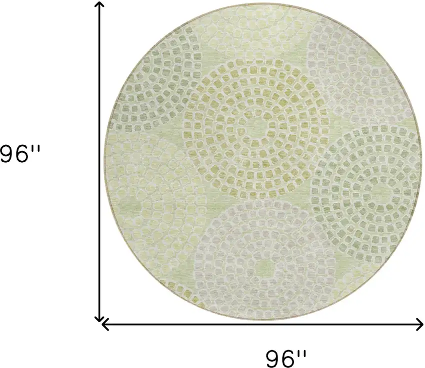 8' Mint Green And Light Purple Round Geometric Washable Indoor Outdoor Area Rug Photo 3