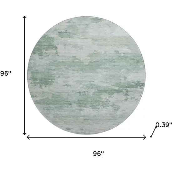 8' Mint Green And Pale Aqua Abstract Washable Round Rug With UV Protection Photo 8