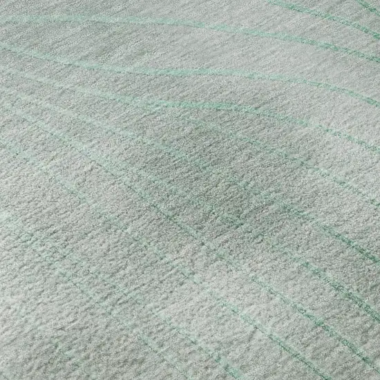 8' Mint Green And Silver Abstract Washable Round Rug With UV Protection Photo 7