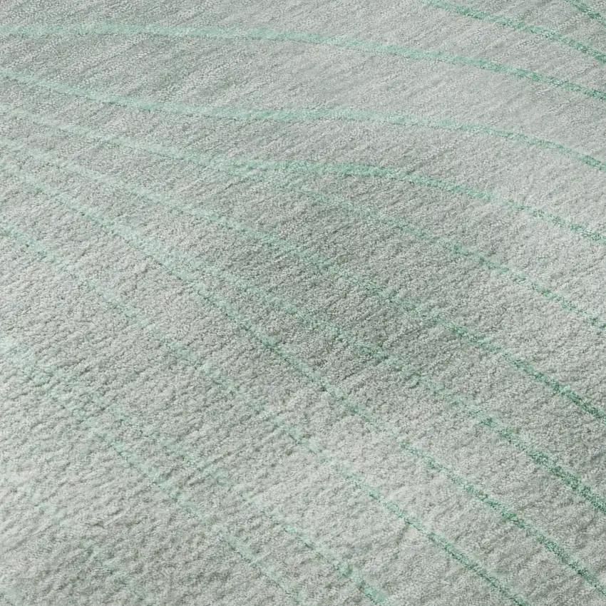 8' Mint Green And Silver Abstract Washable Round Rug With UV Protection Photo 7