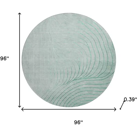 8' Mint Green And Silver Abstract Washable Round Rug With UV Protection Photo 8
