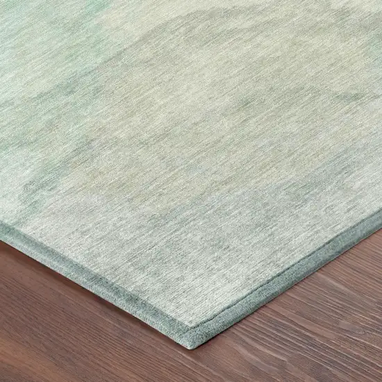 8' Mint Green And Teal Blue Round Abstract Washable Indoor Outdoor Area Rug Photo 6
