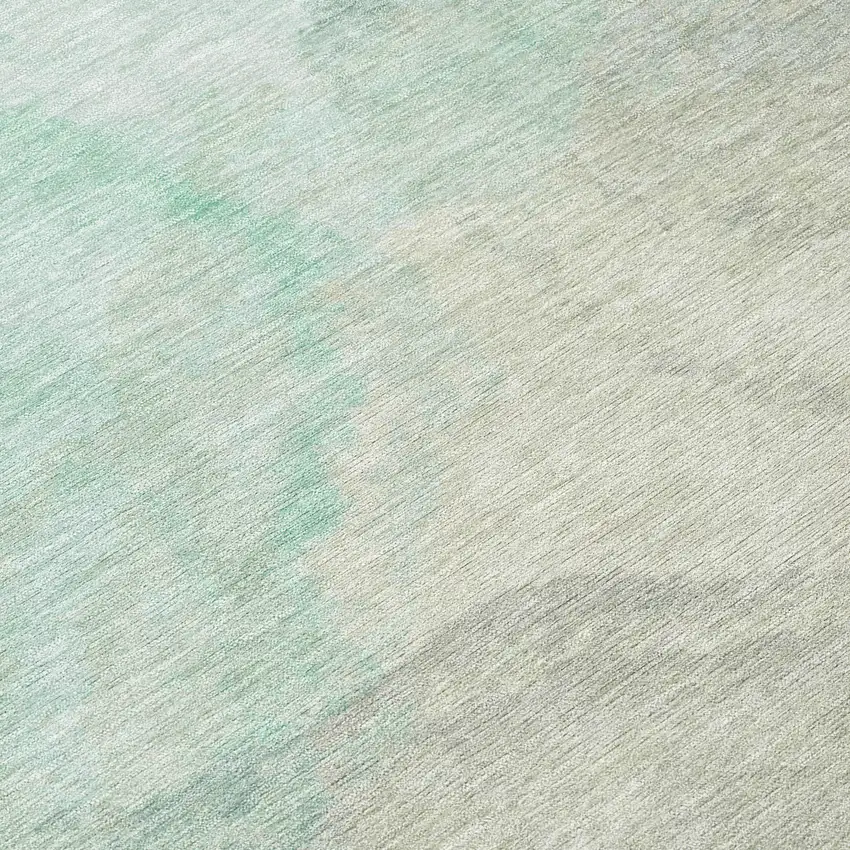 8' Mint Green And Teal Blue Round Abstract Washable Indoor Outdoor Area Rug Photo 7