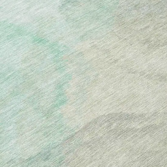 8' Mint Green And Teal Blue Round Abstract Washable Indoor Outdoor Area Rug Photo 7
