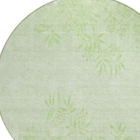 8' Mint Green Artichoke Green And Ivory Round Floral Washable Indoor Outdoor Area Rug Photo 4