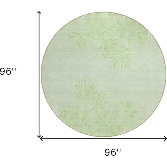 8' Mint Green Artichoke Green And Ivory Round Floral Washable Indoor Outdoor Area Rug Photo 3