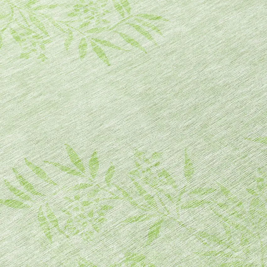 8' Mint Green Artichoke Green And Ivory Round Floral Washable Indoor Outdoor Area Rug Photo 8