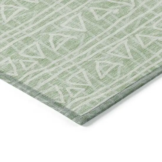 8' Mint Green Artichoke Green And Ivory Round Geometric Washable Indoor Outdoor Area Rug Photo 4
