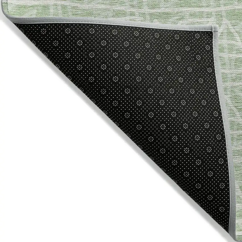 8' Mint Green Artichoke Green And Ivory Round Geometric Washable Indoor Outdoor Area Rug Photo 3