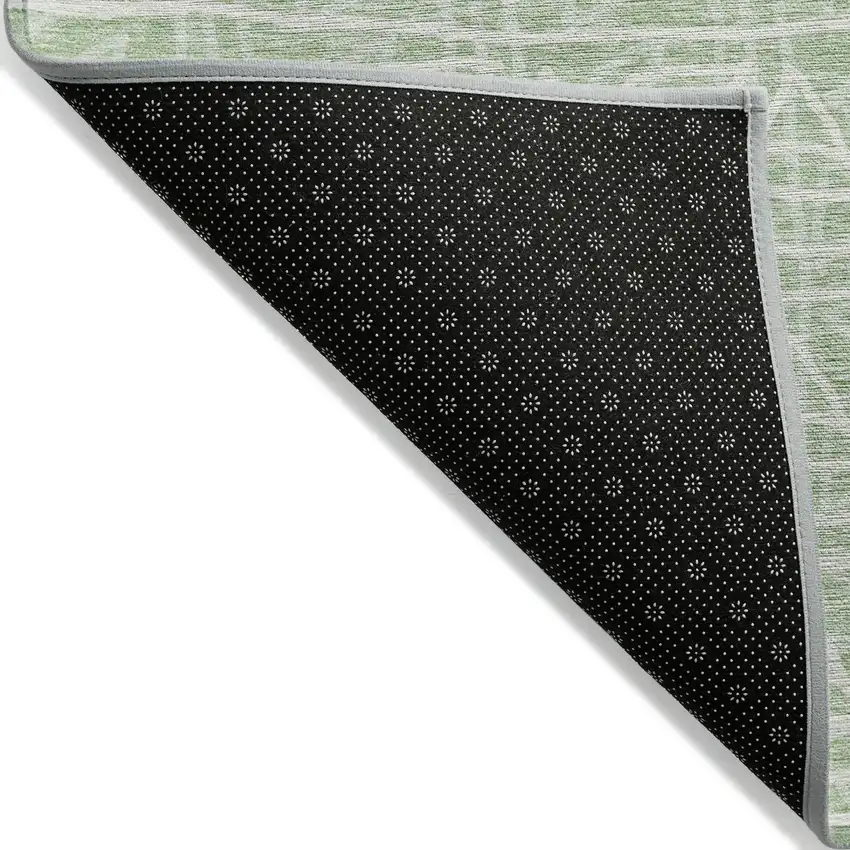 8' Mint Green Artichoke Green And Ivory Round Geometric Washable Indoor Outdoor Area Rug Photo 3