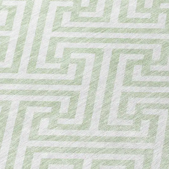 8' Mint Green Artichoke Green And Ivory Round Geometric Washable Indoor Outdoor Area Rug Photo 5