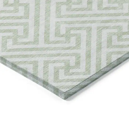 8' Mint Green Artichoke Green And Ivory Round Geometric Washable Indoor Outdoor Area Rug Photo 4