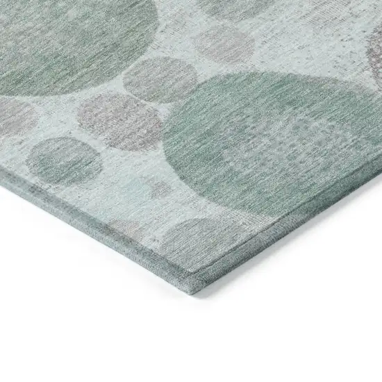 8' Mint Green Sage And Beige Round Geometric Washable Indoor Outdoor Area Rug Photo 7