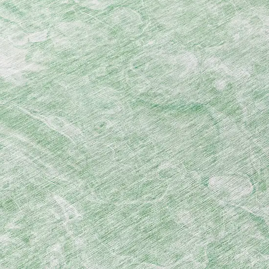 8' Mint Green Sage And Ivory Round Abstract Washable Indoor Outdoor Area Rug Photo 8