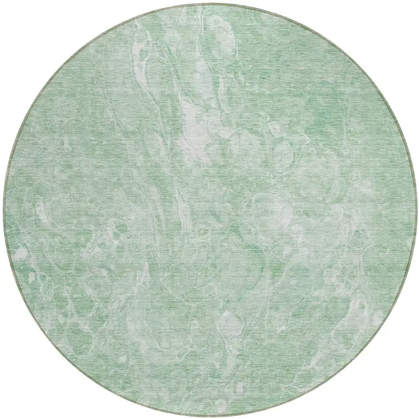 8' Mint Green Sage And Ivory Round Abstract Washable Indoor Outdoor Area Rug Photo 2