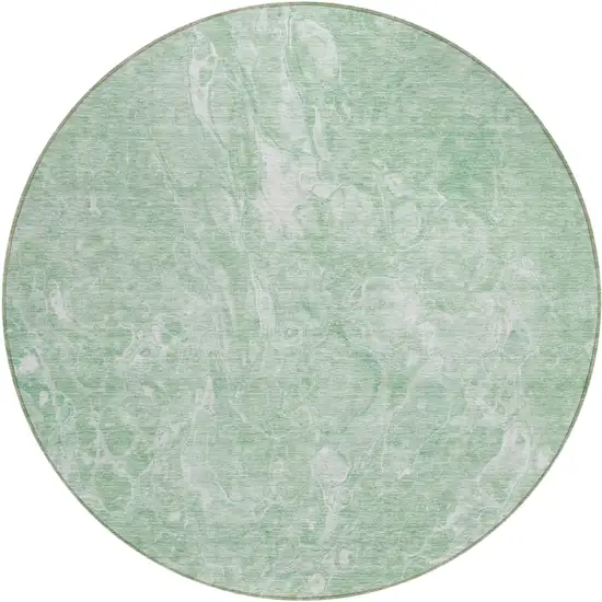 8' Mint Green Sage And Ivory Round Abstract Washable Indoor Outdoor Area Rug Photo 2