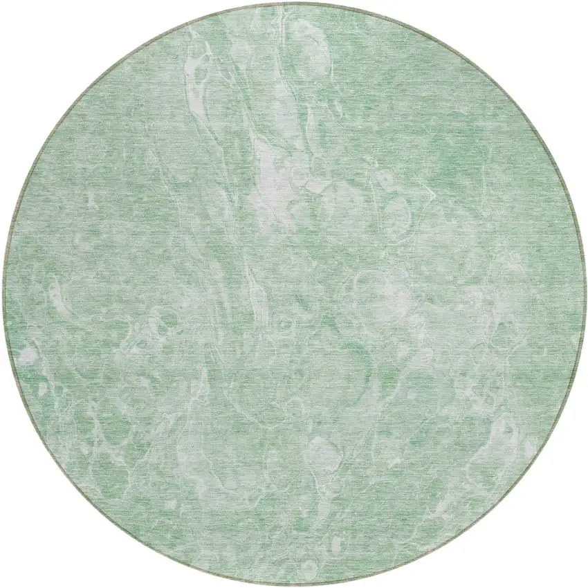 8' Mint Green Sage And Ivory Round Abstract Washable Indoor Outdoor Area Rug Photo 2