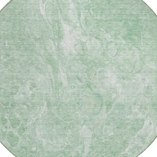 8' Mint Green Sage And Ivory Round Abstract Washable Indoor Outdoor Area Rug Photo 4