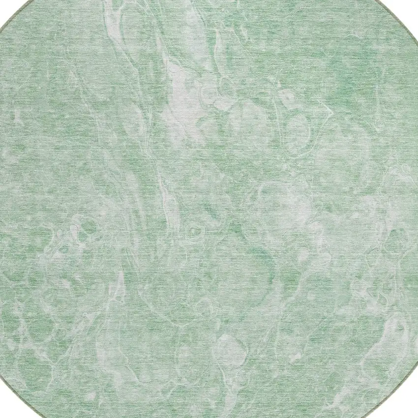 8' Mint Green Sage And Ivory Round Abstract Washable Indoor Outdoor Area Rug Photo 4