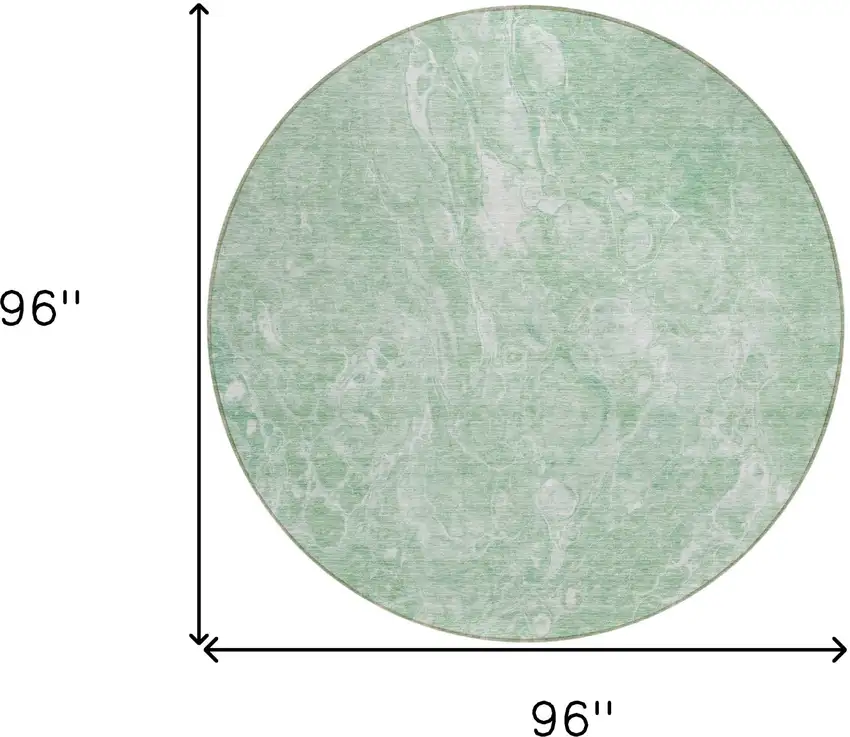 8' Mint Green Sage And Ivory Round Abstract Washable Indoor Outdoor Area Rug Photo 3