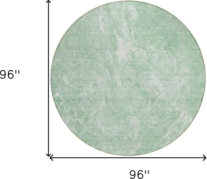 8' Mint Green Sage And Ivory Round Abstract Washable Indoor Outdoor Area Rug Photo 3