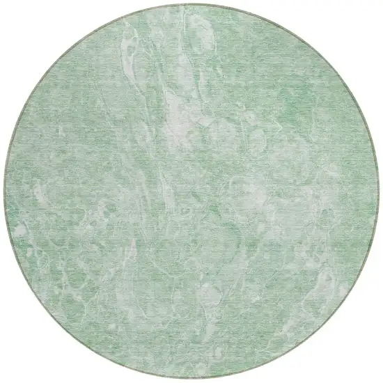 8' Mint Green Sage And Ivory Round Abstract Washable Indoor Outdoor Area Rug Photo 5