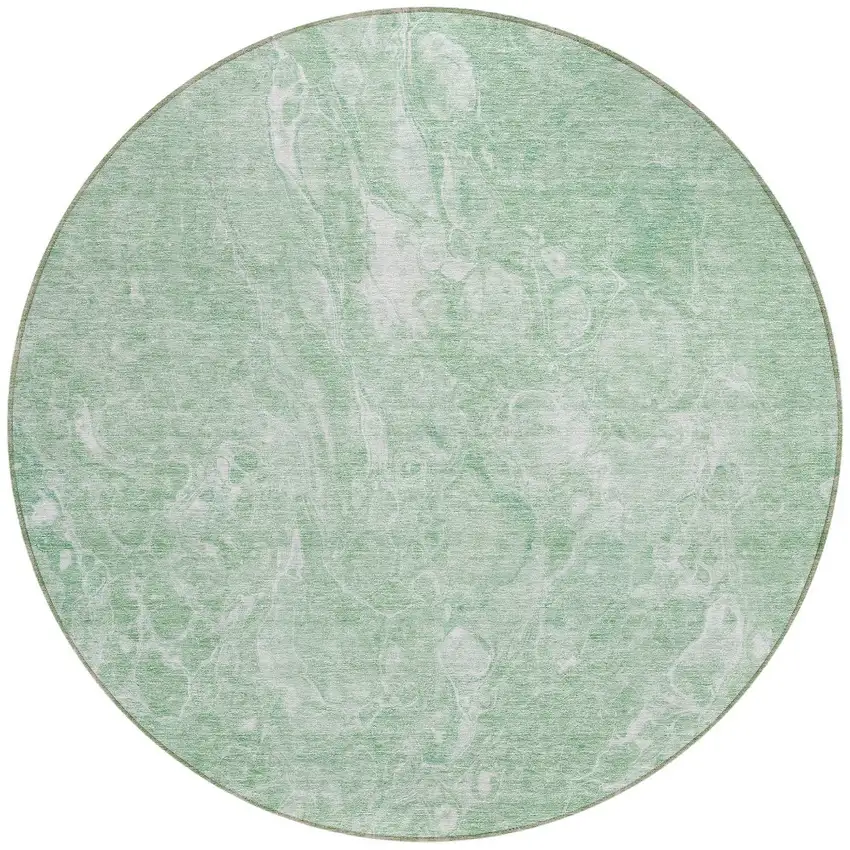 8' Mint Green Sage And Ivory Round Abstract Washable Indoor Outdoor Area Rug Photo 5