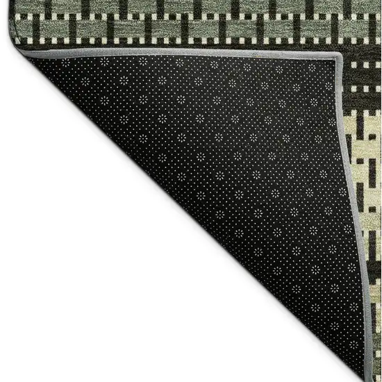 8' Moss Green Wheat And Black Round Striped Washable Indoor Outdoor Area Rug Photo 7