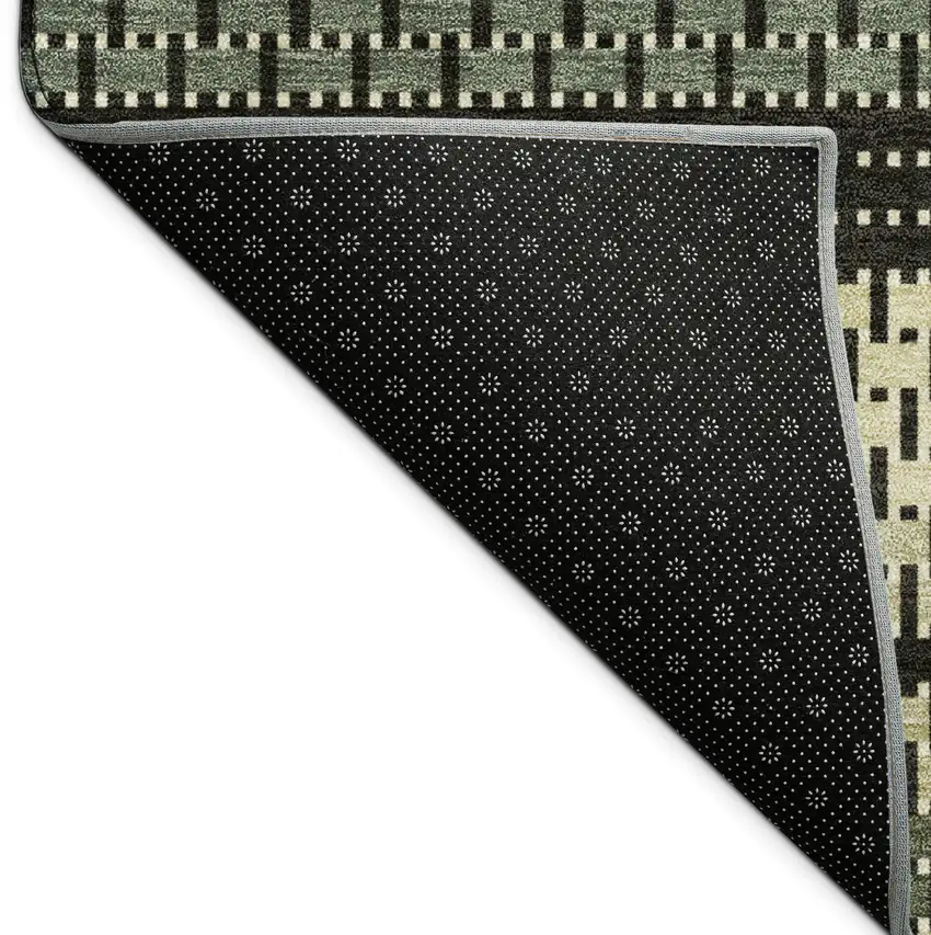 8' Moss Green Wheat And Black Round Striped Washable Indoor Outdoor Area Rug Photo 7