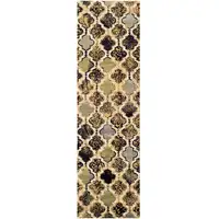 Photo of 8' Multi-Colored Quatrefoil Power Loom Distressed Stain Resistant Runner Rug