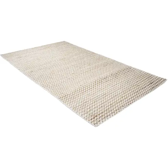 8' Natural And Beige Wool Chevron Hand Woven Area Rug Photo 6