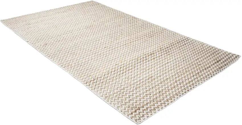 8' Natural And Beige Wool Chevron Hand Woven Area Rug Photo 6