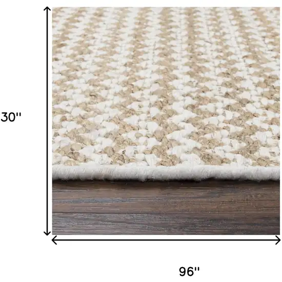 8' Natural And Beige Wool Chevron Hand Woven Area Rug Photo 8