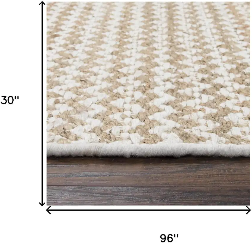 8' Natural And Beige Wool Chevron Hand Woven Area Rug Photo 8