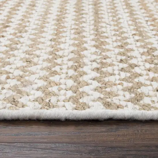 8' Natural And Beige Wool Chevron Hand Woven Area Rug Photo 2