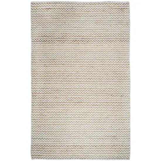 8' Natural And Beige Wool Chevron Hand Woven Area Rug Photo 3